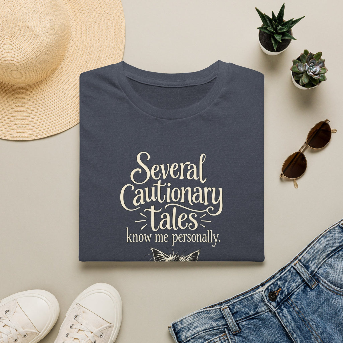 Several Cautionary Tales Know Me Personally T-Shirt — Funny Cat Graphic Tee