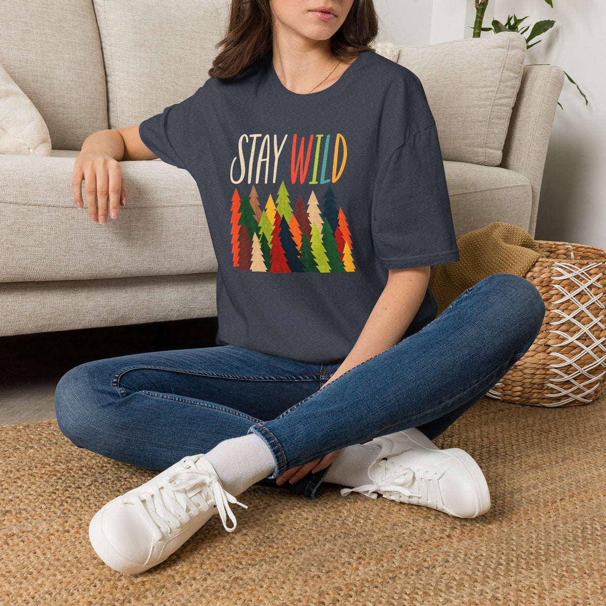 Stay Wild Forest T-Shirt — Retro Tree Adventure Graphic Tee
