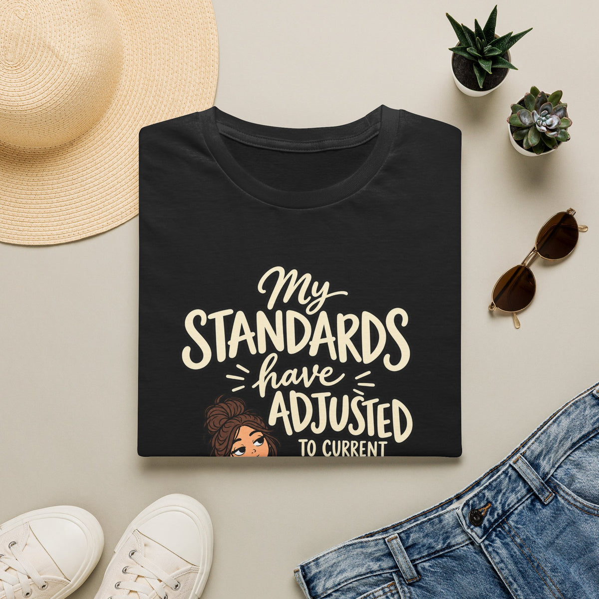 "My Standards Have Adjusted to Current Conditions" Graphic Tee Female