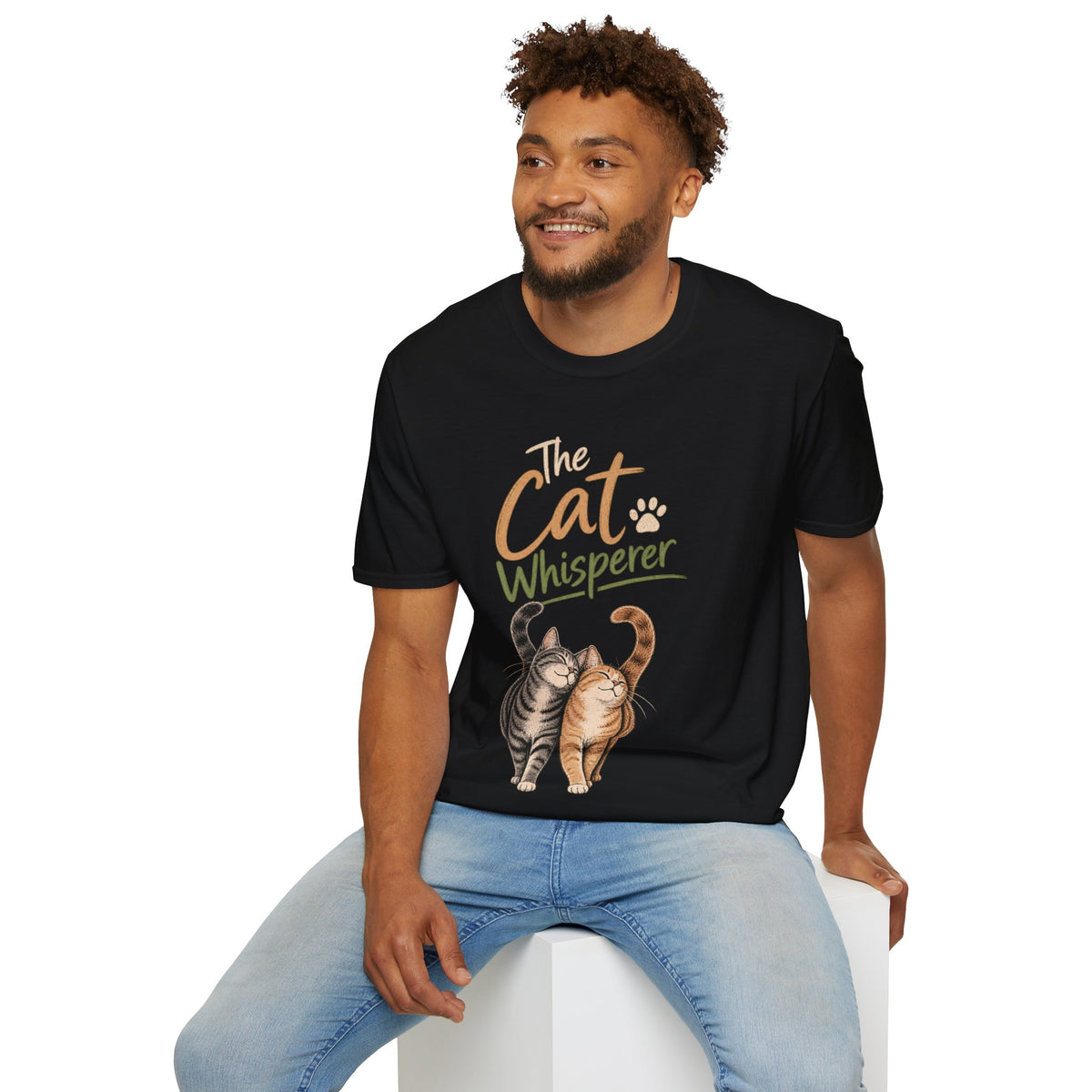 The Cat Whisperer T-Shirt — Cute Cat Lover Tee with Two Cats & Paw Print