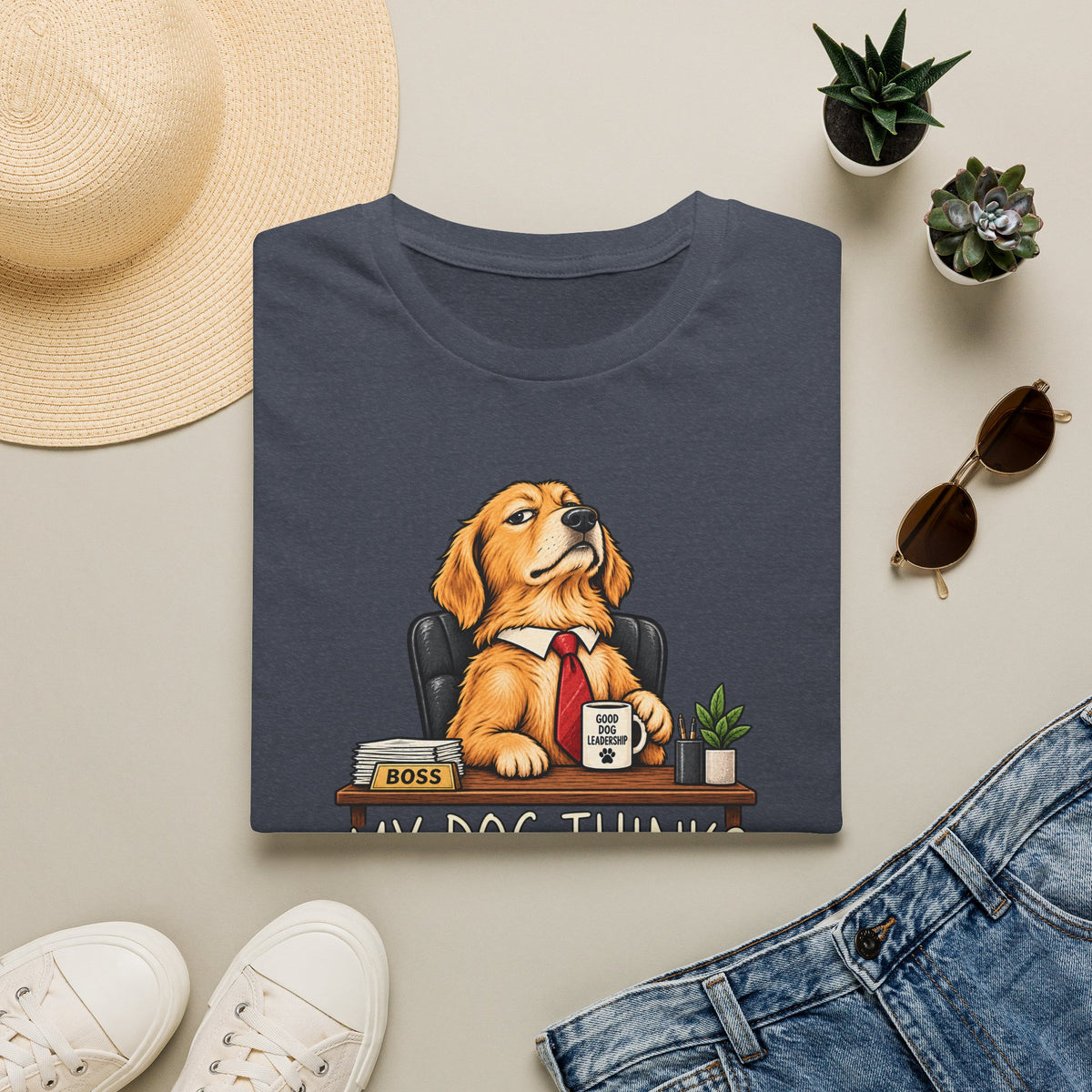 Dog Boss T‑Shirt - "My Dog Thinks This Is A Management Position" Funny Pet Lover Tee