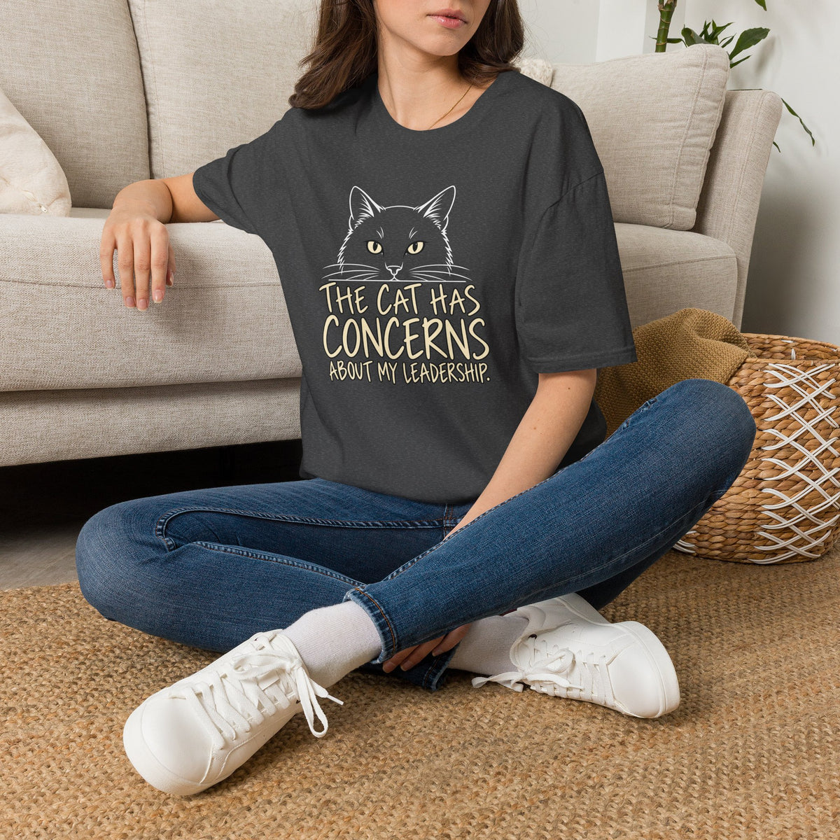 Cat T-Shirt — "The Cat Has Concerns About My Leadership" Graphic Tee