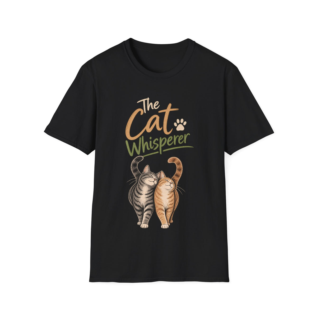 The Cat Whisperer T-Shirt — Cute Cat Lover Tee with Two Cats & Paw Print