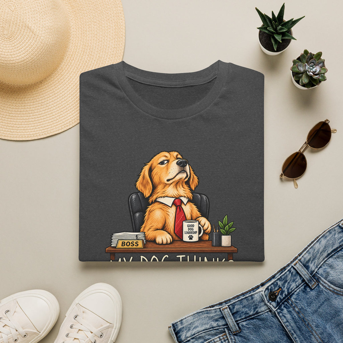 Dog Boss T‑Shirt - "My Dog Thinks This Is A Management Position" Funny Pet Lover Tee