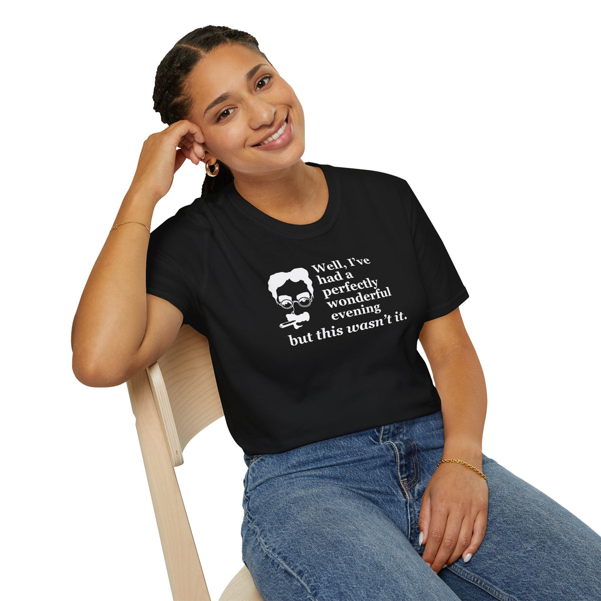 T-Shirt — “Well, I’ve had a perfectly wonderful evening but this wasn’t it” Vintage Quote Tee