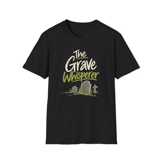 The Grave Whisperer T-Shirt — Funny Halloween Cemetery Graphic Tee