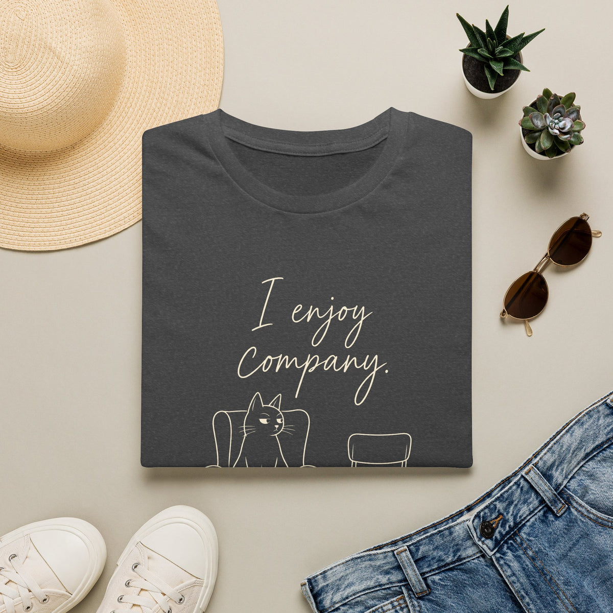 I Enjoy Company Cat T-Shirt — Funny Cat Lover Tee