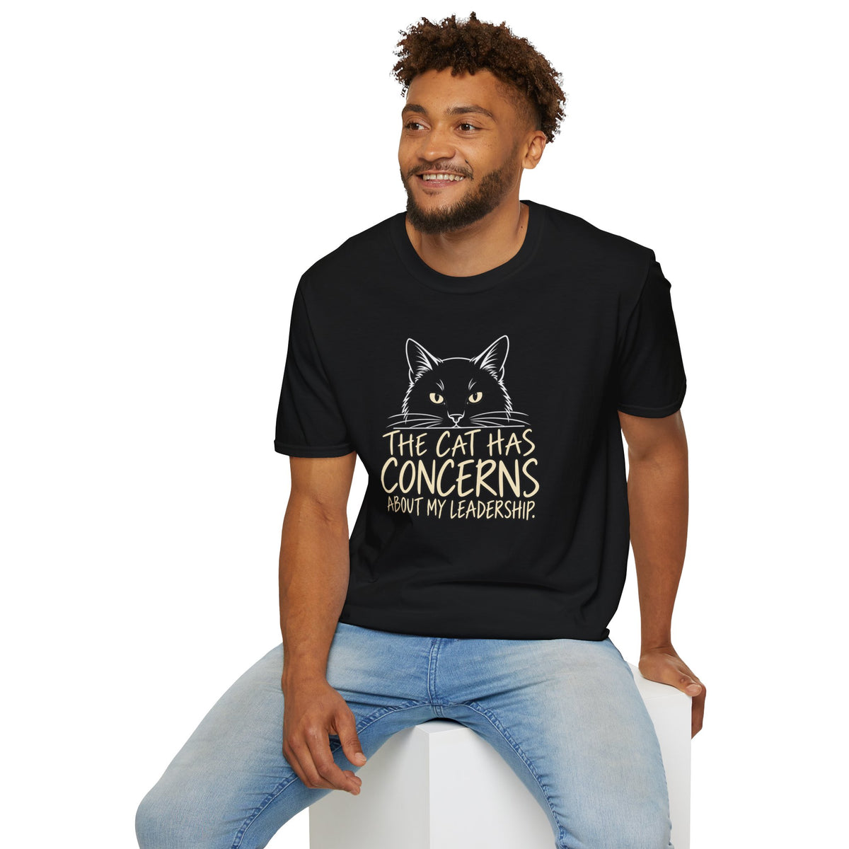 Cat T-Shirt — "The Cat Has Concerns About My Leadership" Graphic Tee