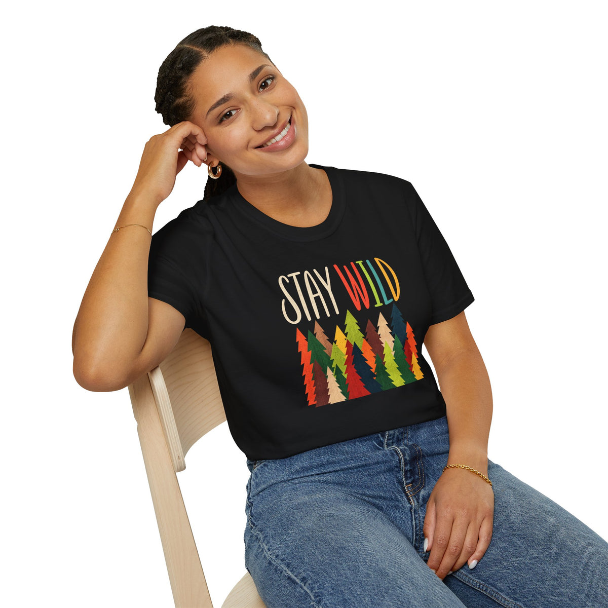 Stay Wild Forest T-Shirt — Retro Tree Adventure Graphic Tee