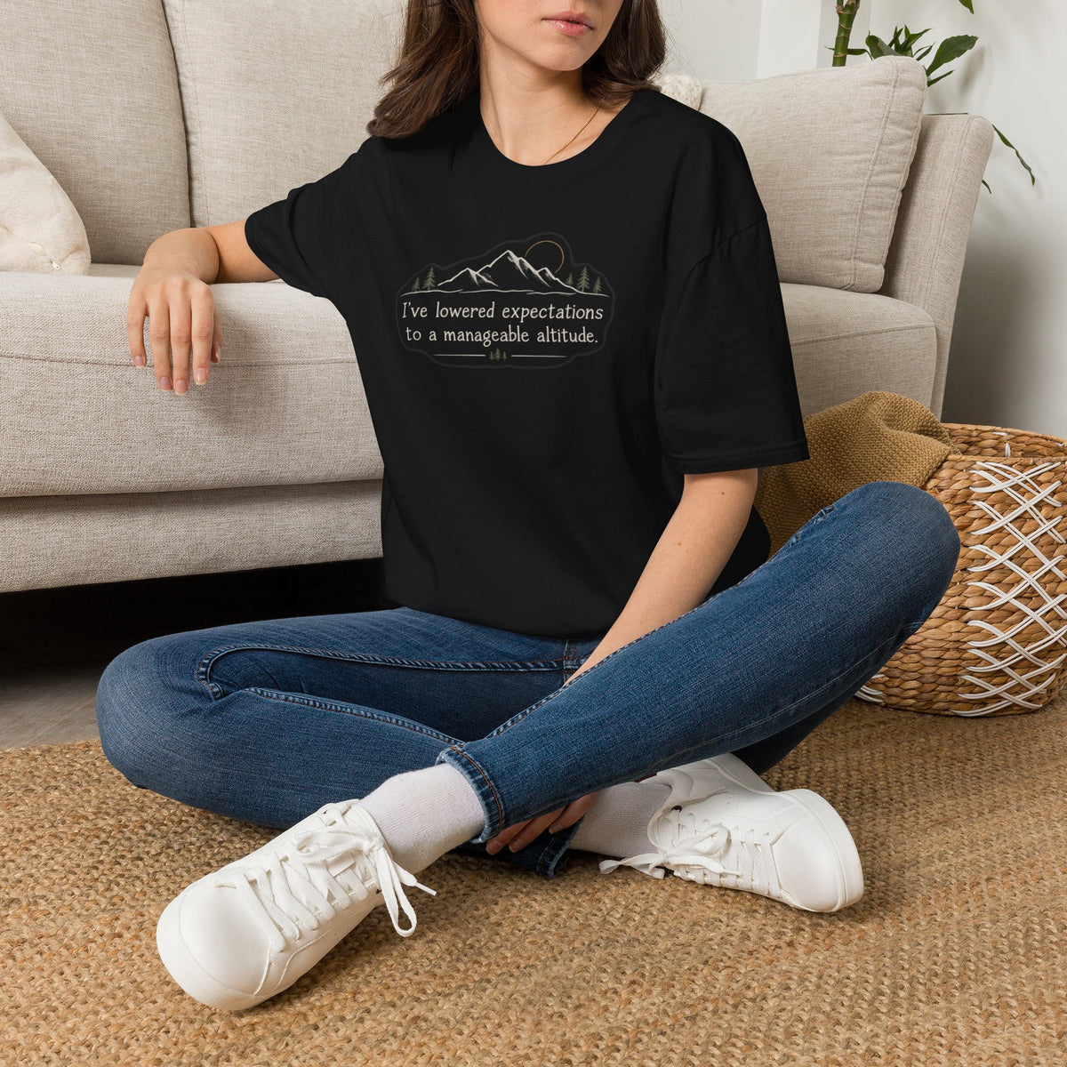 Mountain Quote T-Shirt — "I've Lowered Expectations to a Manageable Altitude"