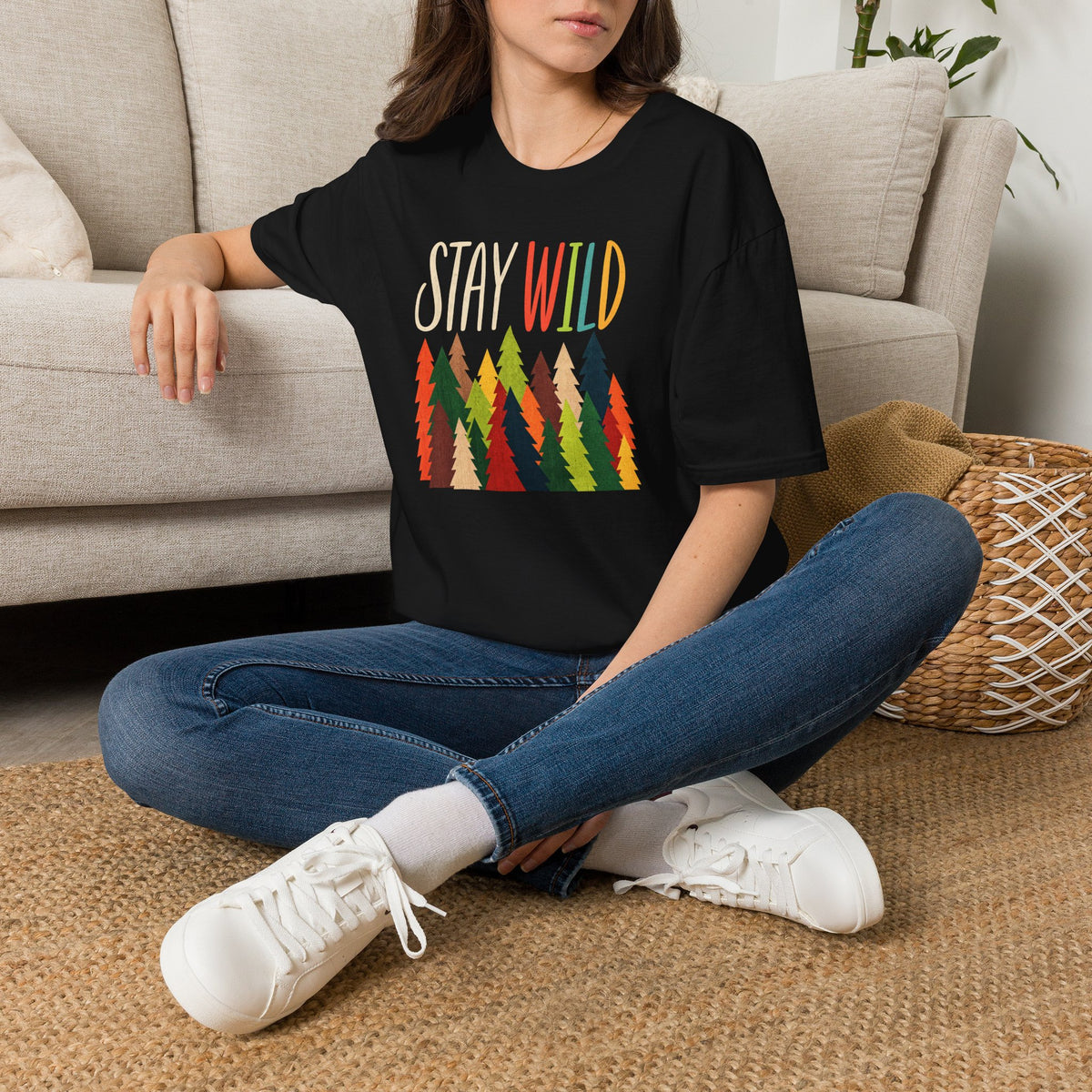 Stay Wild Forest T-Shirt — Retro Tree Adventure Graphic Tee
