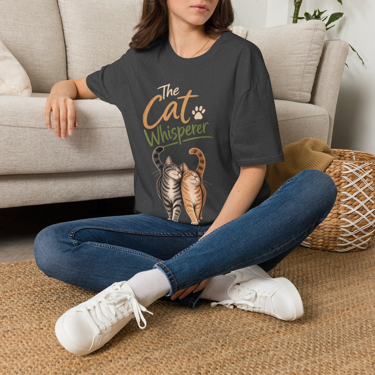 The Cat Whisperer T-Shirt — Cute Cat Lover Tee with Two Cats & Paw Print