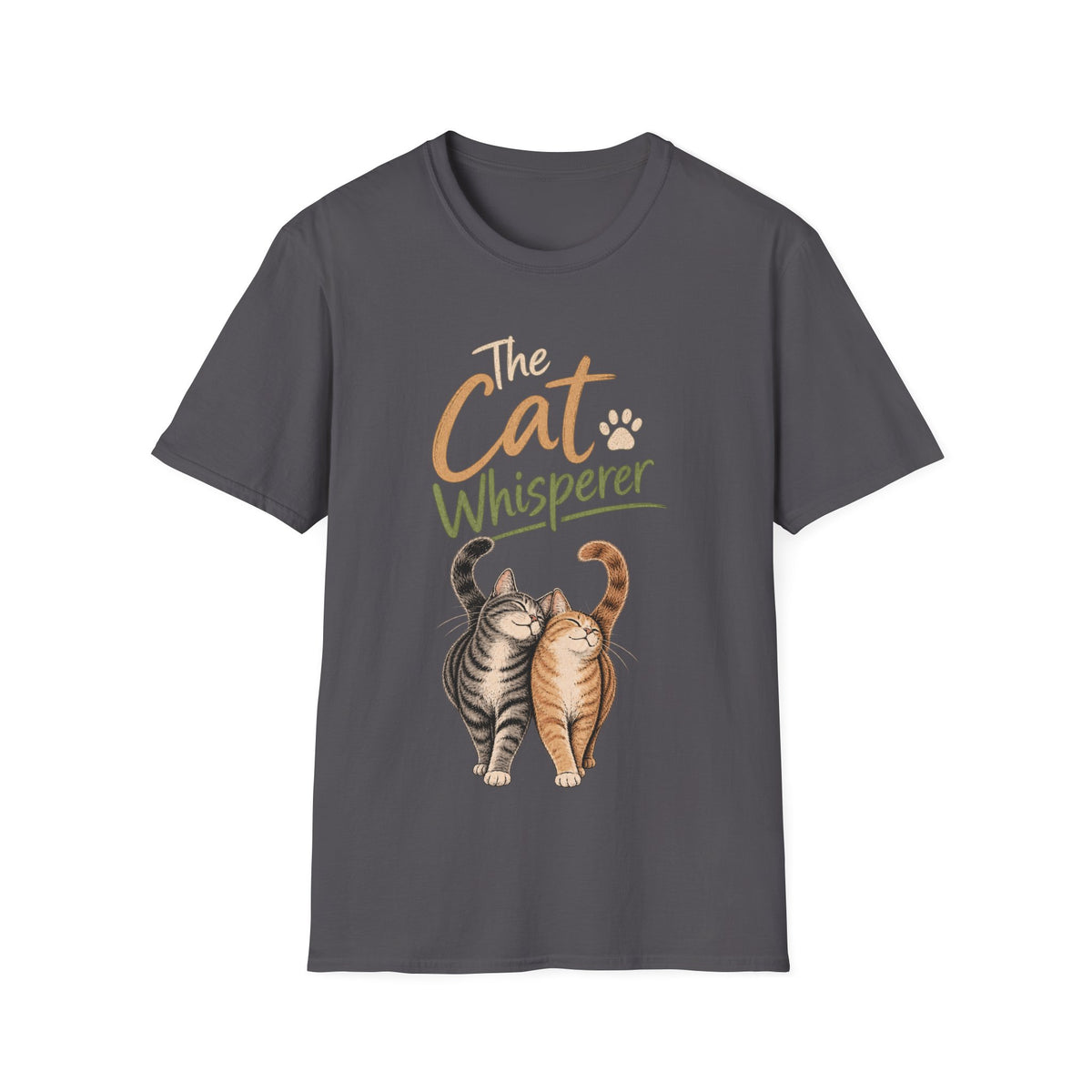The Cat Whisperer T-Shirt — Cute Cat Lover Tee with Two Cats & Paw Print