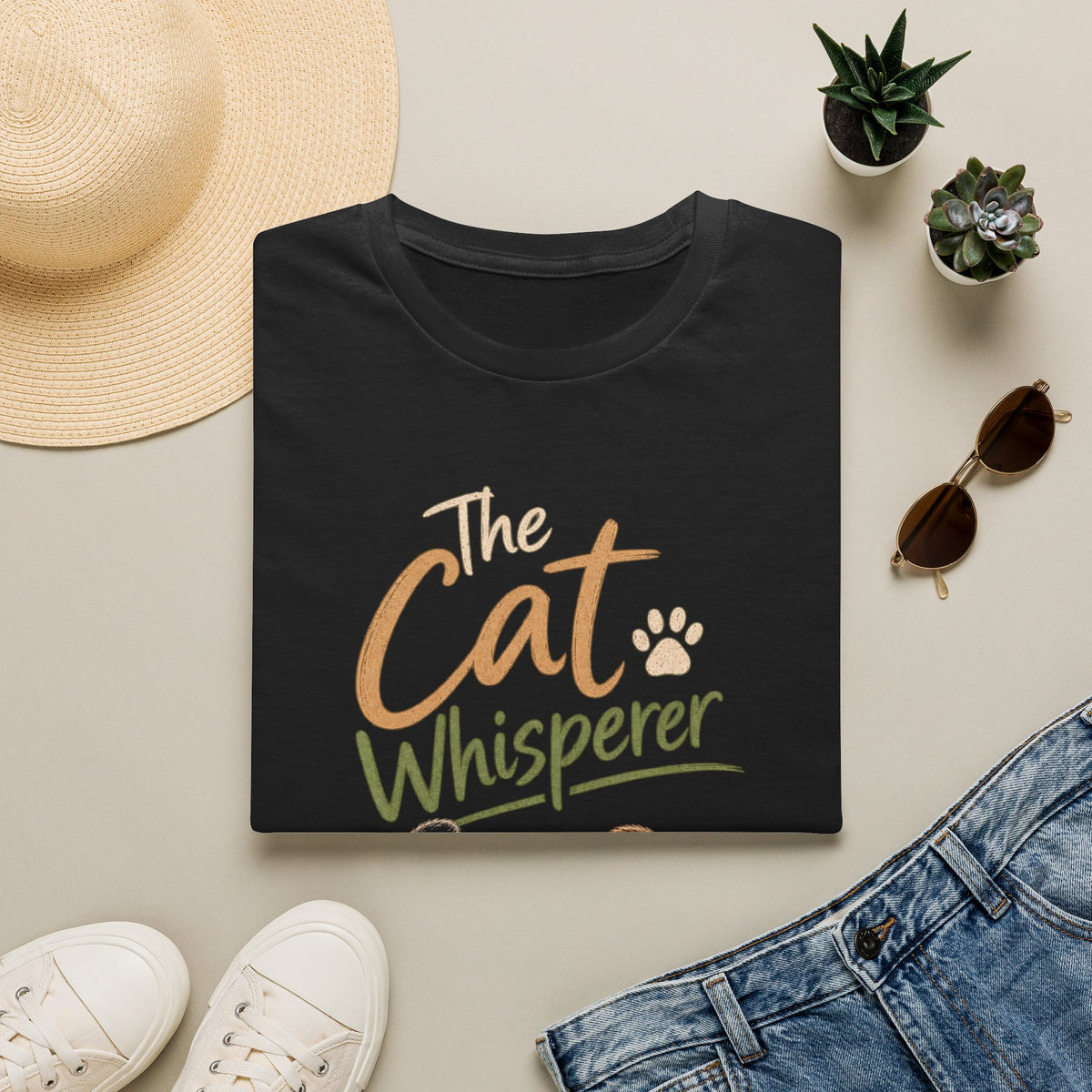 The Cat Whisperer T-Shirt — Cute Cat Lover Tee with Two Cats & Paw Print