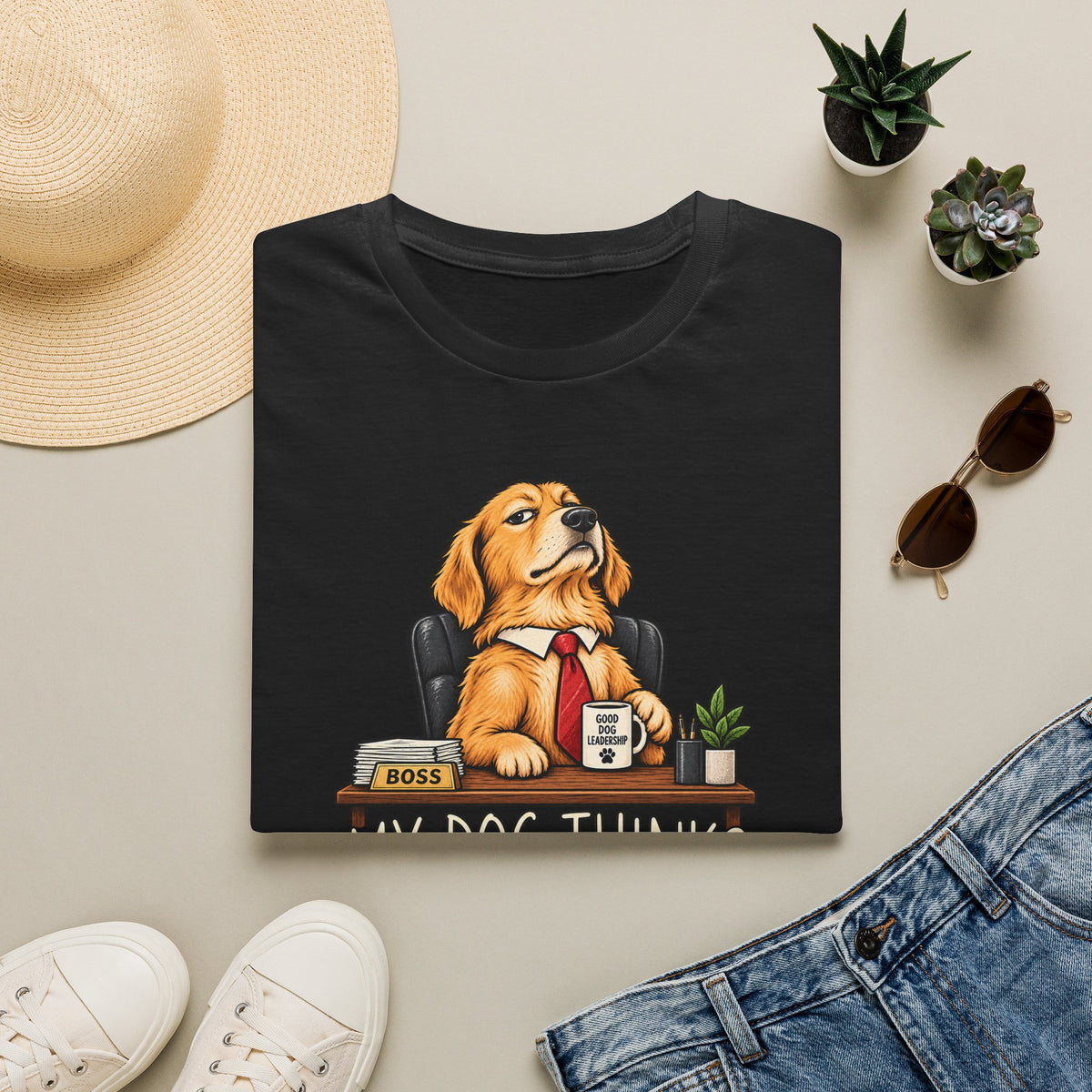 Dog Boss T‑Shirt - "My Dog Thinks This Is A Management Position" Funny Pet Lover Tee