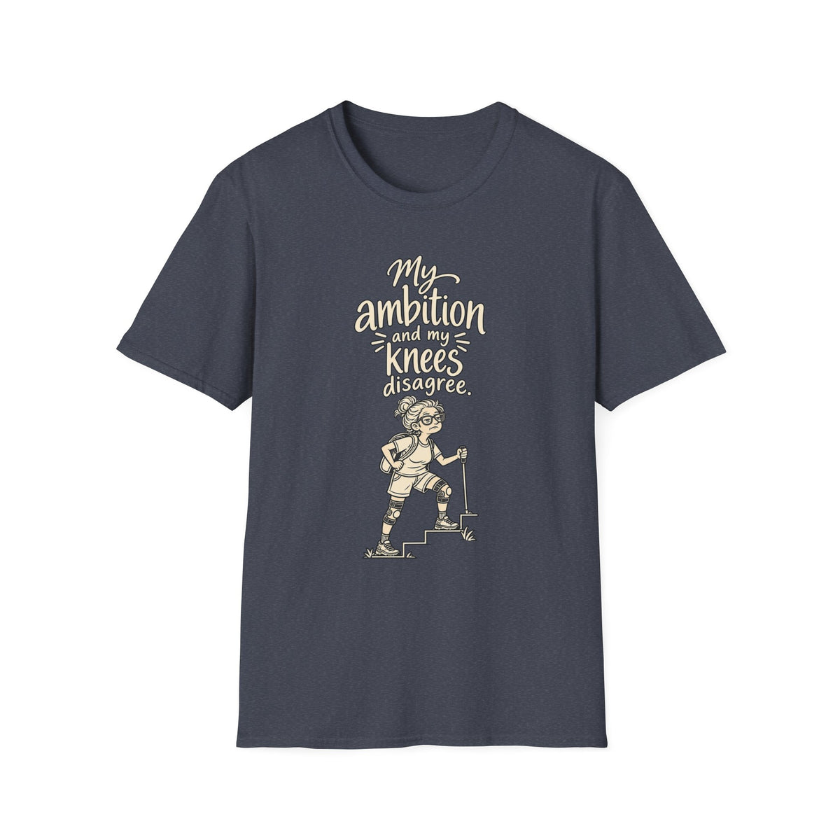 Funny Fitness T-Shirt — “My Ambition and My Knees Disagree” Workout Tee