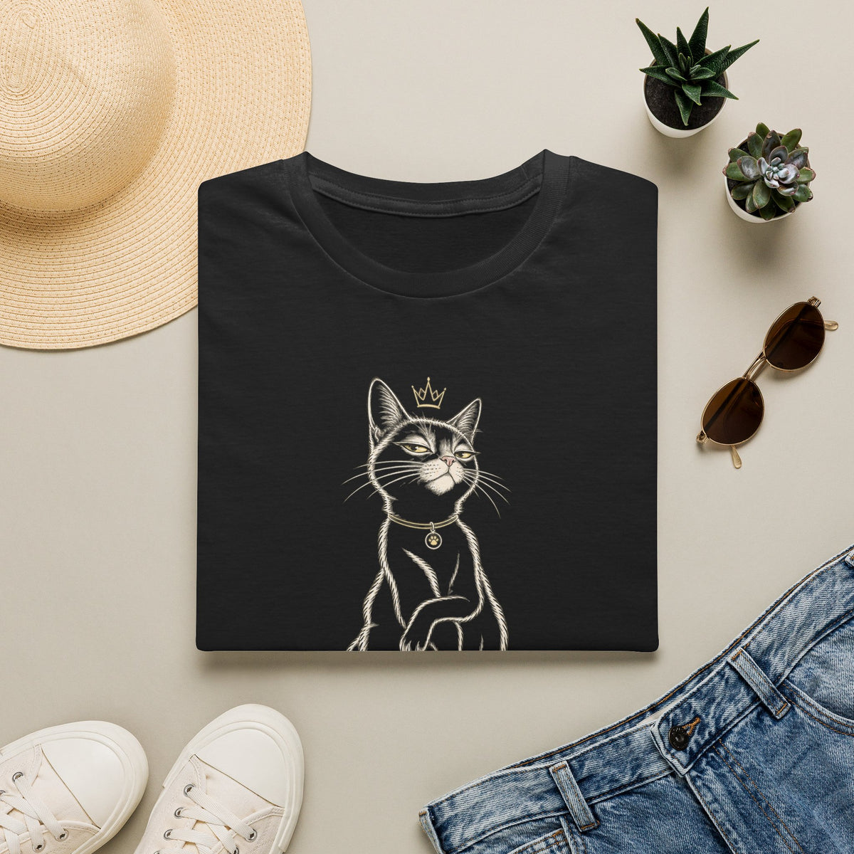 Cat Crown T-Shirt — "My Cat Remains Unconvinced by Your Credentials" Graphic Tee
